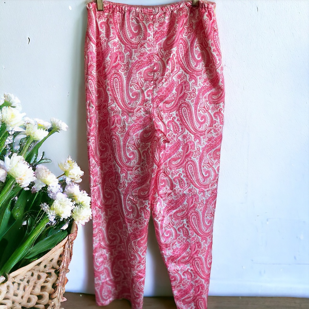 Silky Pink Paisley Lounge Pants Small   ( Bin -L)